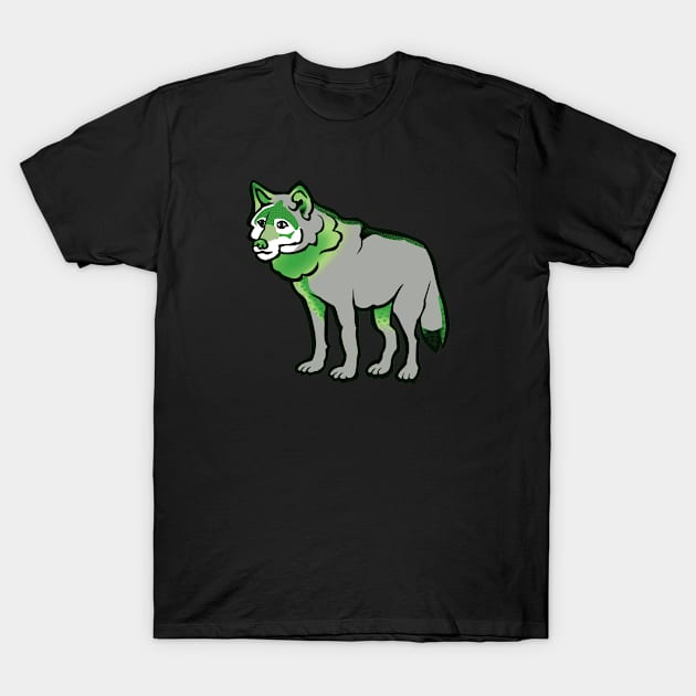 Aromantic Pride Wolf Art T-Shirt by VernenInk